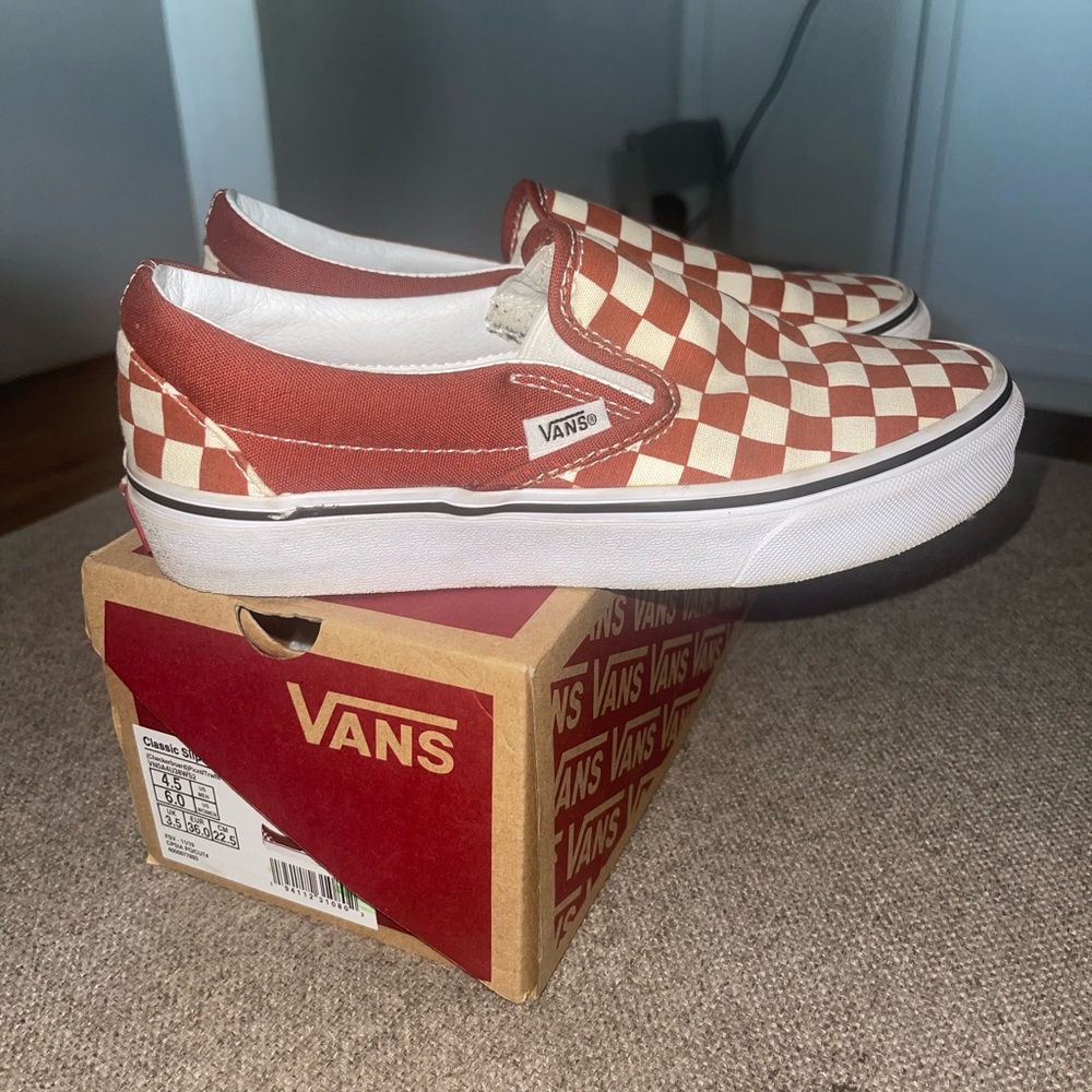 Classic slip on checkered vans Picnt/Trwht